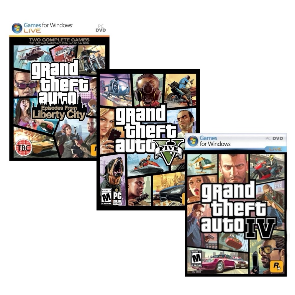 GRAND THEFT AUTO 4,5 LIBERTY CITY LOT PC GAMES - PRE-OWNED (SELLING AS IS!)